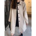 Hidden-button Hooded Trench Coat One Size