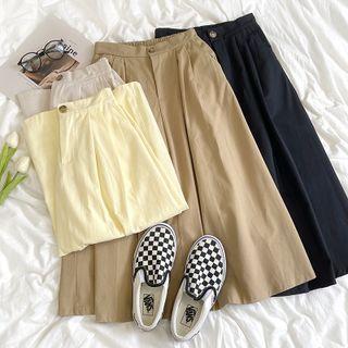 High-waist A-line Plain Midi Skirt