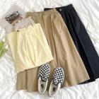 High-waist A-line Plain Midi Skirt