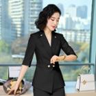 Elbow-sleeve Double-breasted Blazer / Straight-cut Pants / Camisole Top