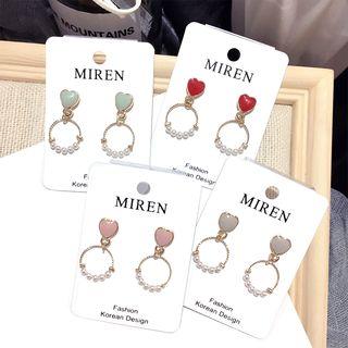 925 Sterling Silver Heart Faux Pearl Dangle Earring