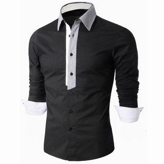 Long-sleeve Color Panel Shirt
