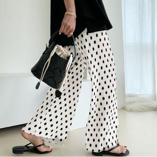 Crystal-pleat Polka-dot Pants