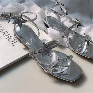 Glittered-detail Ankle-strap Sandals