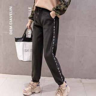 Lettering Velvet Jogger Pants
