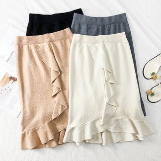 Ruffled-trim Knit Mermaid Skirt