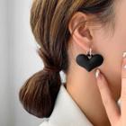 Matte Heart Alloy Dangle Earring Type A - 1 Pair - Black - One Size