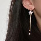 Faux Crystal Flower Fringed Earring 1 Pair - Gold - One Size