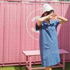 Sailor-collar Double-breasted Denim Dress
