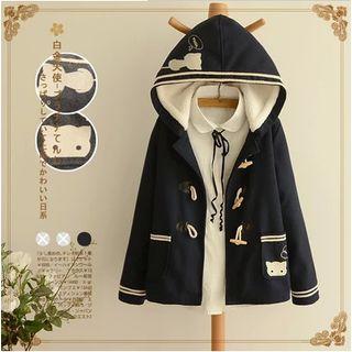 Cat Embroidered Duffle Coat