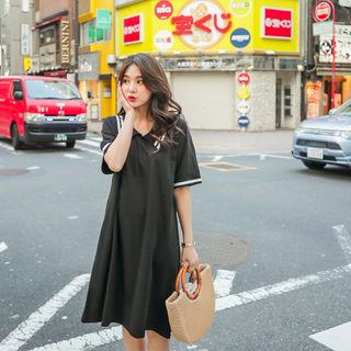 Sailor-collar Short-sleeve Boxy Dress