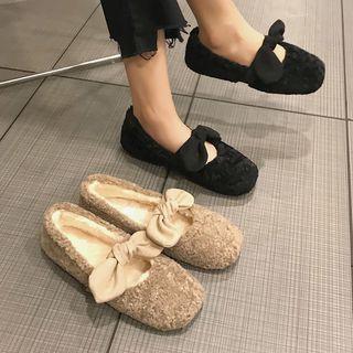 Furry Bow Accent Flats