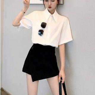 Set: Elbow-sleeve Shirt + Wrap Skirt