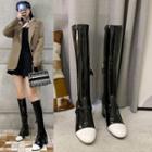 Cap-toe Chunky-heel Tall Boots