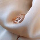 Rhinestone Layered Open Ring 1 Pair - Rose Gold - One Size