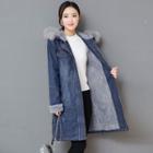 Denim Hooded Zip-up Coat