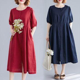 Plain Semi Sleeve Medium Maxi Dress