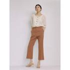 Elbow-sleeve Textured Blouse Cream - One Size