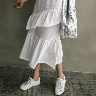 Ruffle-tiered Long T-shirt Dress