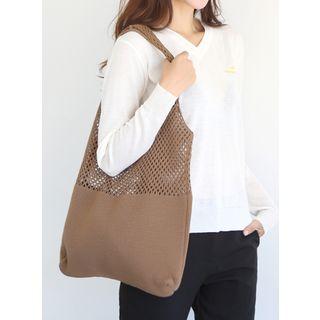 Perforated-panel Knit Shopper Bag