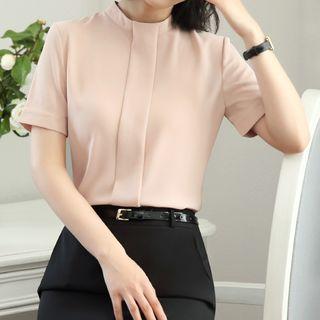 Set: Short-sleeve Chiffon Blouse + Skirt