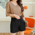 Plus Size V-neck Loose-fit T-shirt