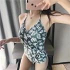 Leaf Print Swim Suit