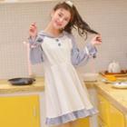 Raglan Long-sleeve A-line Midi Dress