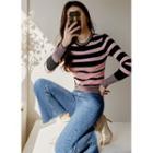 Slim-fit Stripe Ribbed Knit Top