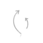 Simple And Creative Arrow Asymmetrical Stud Earrings With Cubic Zirconia Silver - One Size
