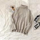 Turtle-neck Loose-fit Sweater As Figure - One Size