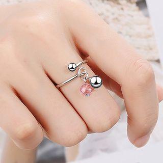 Crystal & Alloy Bead Open Ring As Shown In Figure - One Size