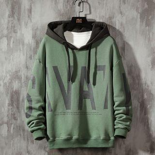 Color Block Letter Printed Hoodie