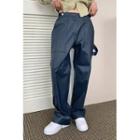 Patch-pocket Coated Wide-leg Pants