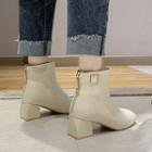 Rhinestone Chunky-heel Short Boots