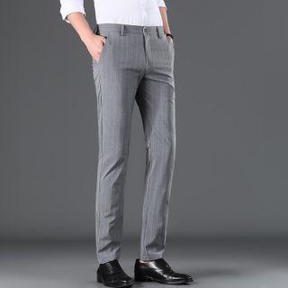 Pinstriped Straight Leg Dress Pants
