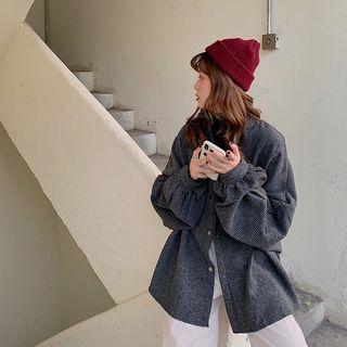 Twill Shirt Jacket Gray - One Size