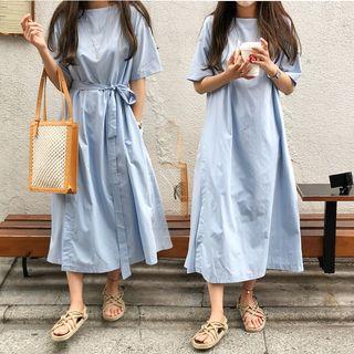 Short Sleeve Plain Maxi Dress