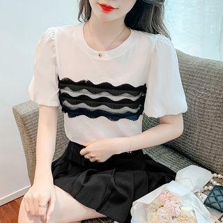 Puff-sleeve Ruffle T-shirt