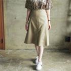 Raw-hem Midi Faux-leather Skirt