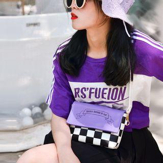 Faux Leather Plaid Crossbody Bag Violet - One Size