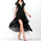 Ruffled Sleeveless A-line Cocktail Dress