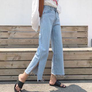 Slit Side High-waist Wide-leg Jeans