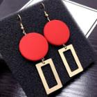 Disc Square Cut-out Dangle Earring 1 Pair - As Shown In Figure - One Size
