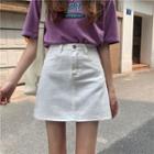Denim High-waist A-line Mini Skirt