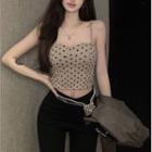 Dotted Cropped Camisole Top Khaki - One Size