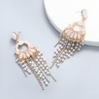 Flower Resin Faux Pearl Fringed Earring 1 Pair - Pink - One Size