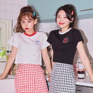 Printed Cropped Ringer T-shirt