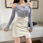 Cold Shoulder Knit Top / Mini Skirt