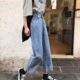 High-wait Wide-leg Jeans